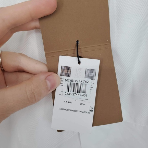 Burberry Men's Unisex Pintuck Bib Button Down Dress Shirt in White Neck 15 NEW - Picture 7 of 10